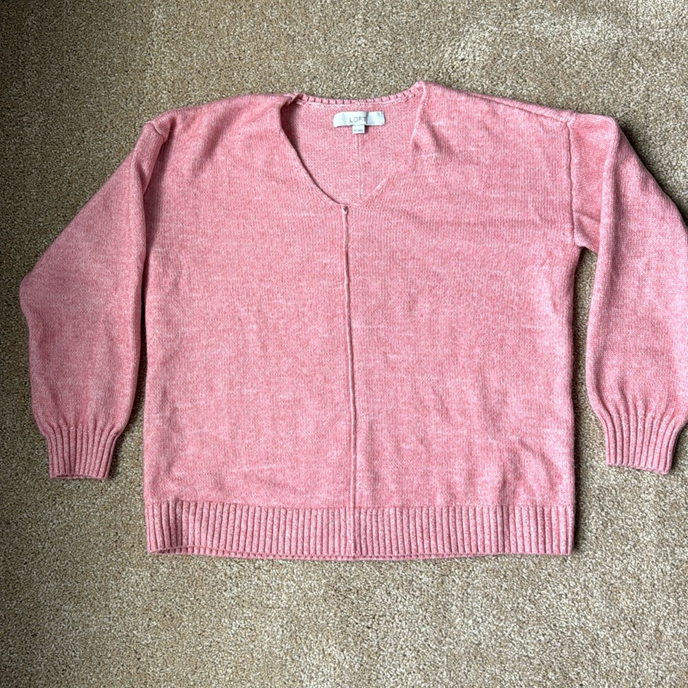 LOFT pink sweater with slight v neck